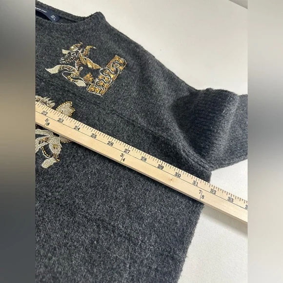 Zara Embodied and Beaded Zodiac Sweater Size Large EUC Wool Blend - Picture 8 of 8